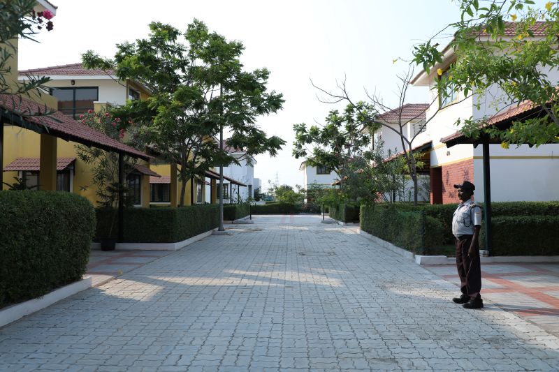 Inside the gates, looking down the villa street
